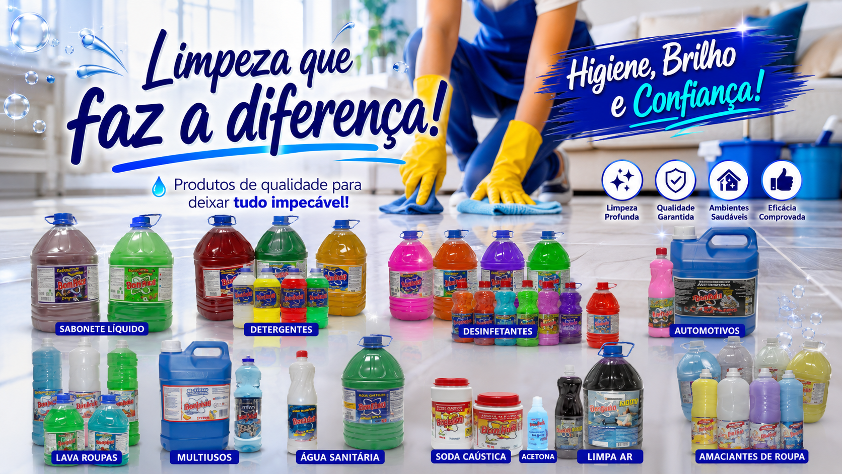 Linha Qualybrill — Limpeza que faz a diferença. Higiene, brilho e confiança.